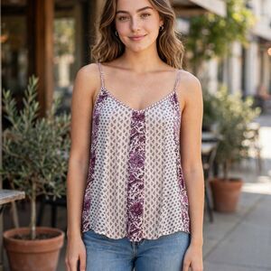 American Eagle Cottagecore Patchwork Cami Tank Top Floral Paisley Flowy Boho XL